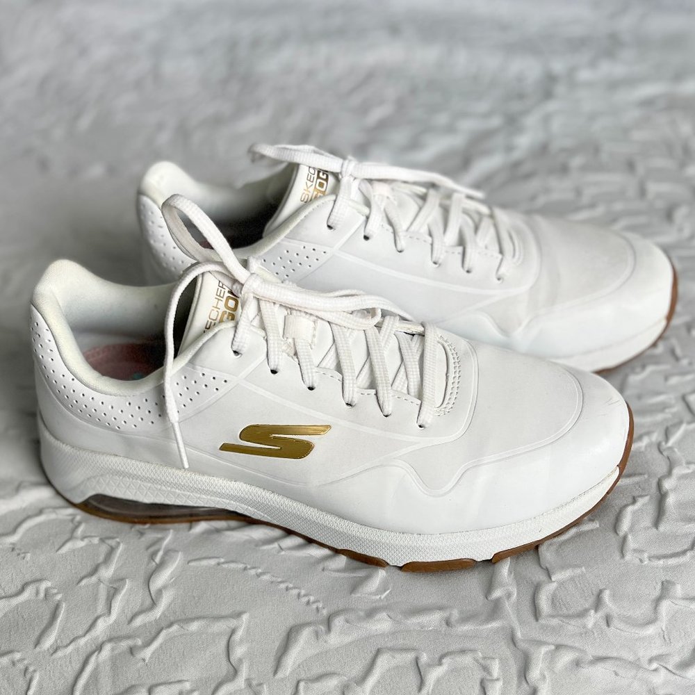 Skechers Go Golf White Shoes Gold 8.5